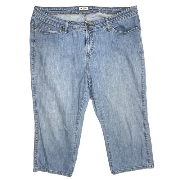 Lee Cropped Jeans Womens Plus Size 20 Blue Denim Lower On the Waist Cotton Blend - Picture 1 of 5